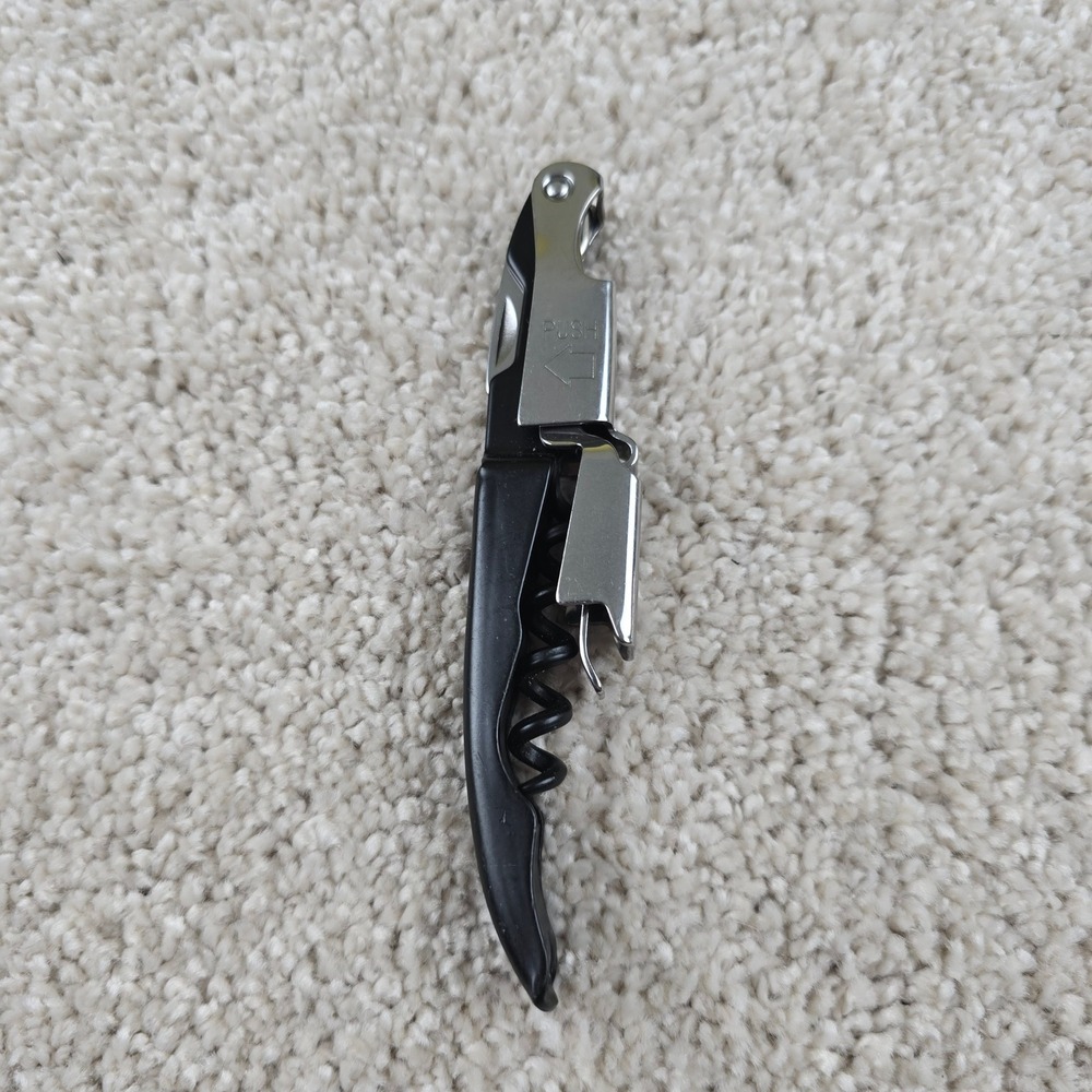 Houdini Wine Opener Black Double‎ Hinged Waiters Corkscrew with Foil Cutter